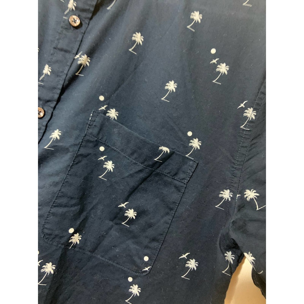 Men's H&M Easy Iron Short Sleeve Button-Down Shirt Navy Blue/Anchors Size M - Picture 2 of 8